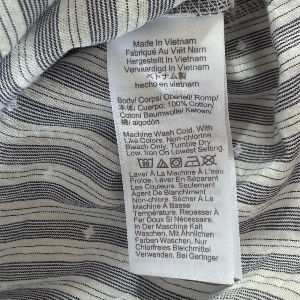 NWT J. Crew plus navy white Striped Button-Up long sleeve 100% cotton Blouse - Picture 4 of 5